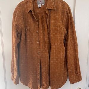 Rust Crosshatch Button-Up Shirt